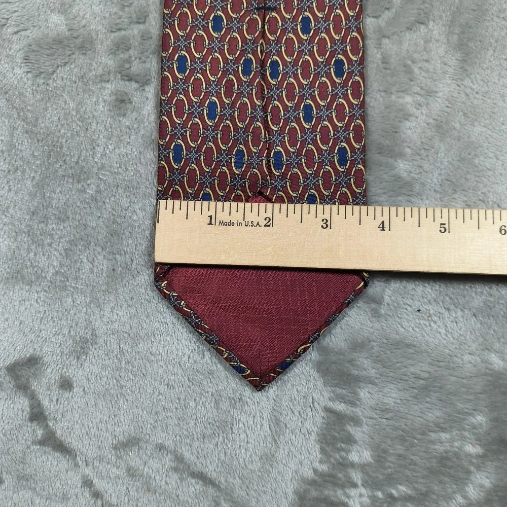 Vintage Christian Dior Monsieur Tie Men 56x3.75 Red‎ Geometric Medallion Silk